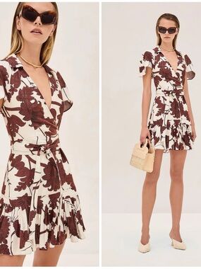 NWT Alexis Melba Wrap Mini Dress Obsedian Brown Size XL